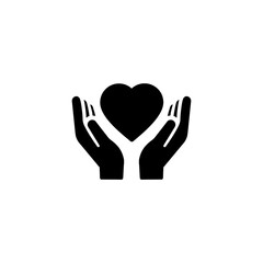 vector heart in the hands icon. Flat design style