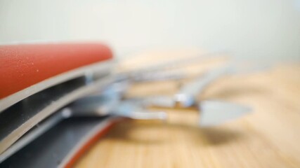 Can opener scissors and the saw blade parts of the swiss knife