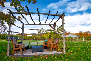 Fototapeta na wymiar Leisure lifestyle with outdoor furniture in the winery