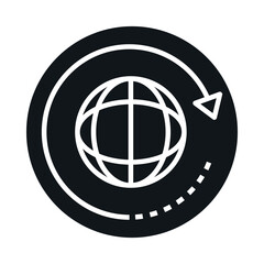 360 degree earth globe virtual rotation block and line style icon design