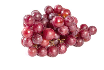 Close up bunch of red grapes isolated on white background