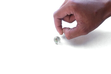 play glass marble on a white background