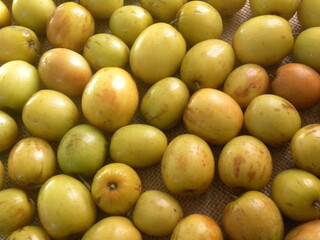 Yellow color Indian jujube or Ziziphus mauritiana fruits