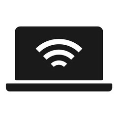 Laptop wifi connection icon.