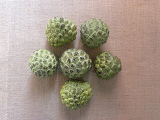 Obraz premium Green color Sugar apple or sweetsop fruits