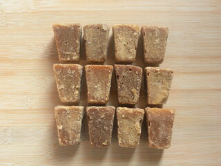 Brown color Sugarcane jaggery cubes