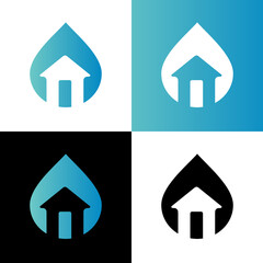 House water logo icon design, home and water drop symbol, vector illustration