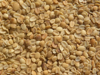 Beige color roasted split Coriander seeds or Dhana dal