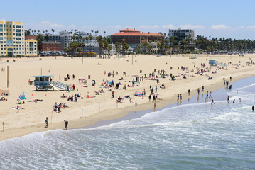 Aerial view on Santa Monica beach 