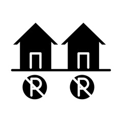 forbidden parking houses front silhouette style icon design