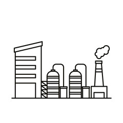 industry factory buildings and chimneys line style icons