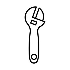 adjustable wrench tool repair maintenance and construction equipment line style icon