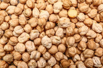 Heap of raw chickpea as background