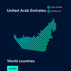 Vector map of United Arab Emirates in blue and green colors