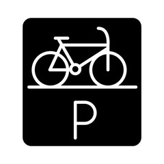 parking bicycle road sign transport silhouette style icon design