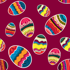 Easter  colorful egg set seamless pattern repeated flat illustration