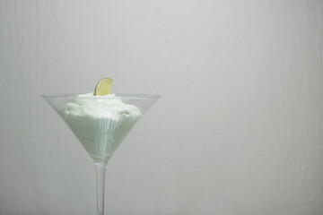 Lemon mousse with a white background