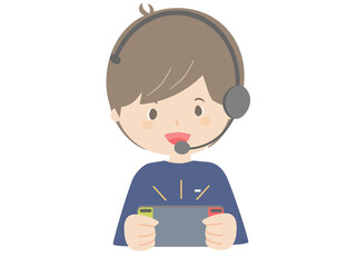 A man wearing a headset and playing a game