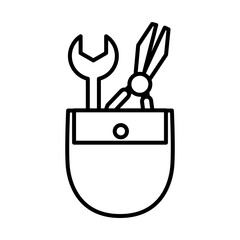 steel wrench and pliers tool repair maintenance and construction equipment line style icon