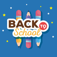 back to school banner with pencils and stars decoration