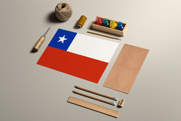 Chile calligraphy concept, accessories and tools for beautiful handwriting, pencils, pens, ink,...