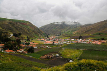 Fototapeta premium Venezuelan river lakes sunset cloudy south america cabins mountain agriculture river autumn cold american beautiful houses