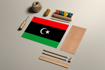 Libya calligraphy concept, accessories and tools for beautiful handwriting, pencils, pens, ink,...