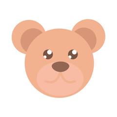 teddy bear face toy object for small children to play, flat style cartoon