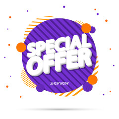 Special Offer, sale banner design template, discount tag, app icon, vector illustration