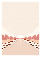 Abstract a landscape highway scenery warm vector