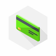 Credit card Green left view icon vector isometric. Flat style vector illustration.