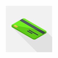 Credit card Green left view icon vector isometric. Flat style vector illustration.