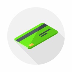 Credit card Green right view icon vector isometric. Flat style vector illustration.