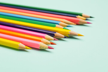 Ordinary pencils on color background