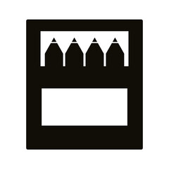 pencils colors in box school supplies silhouette style icon
