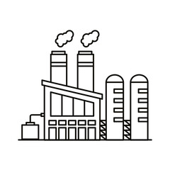 industry factory buildings and chimneys line style icons