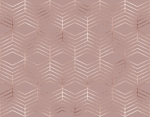 Elegant geometric seamless pattern with rose gold rhombuses.