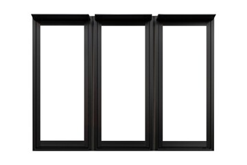 Black aluminium window frame isolated on white background
