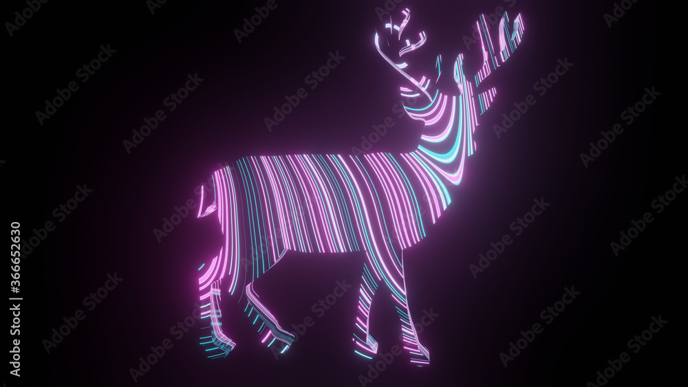 Poster illustration graphic of beautiful colorful line texture or pattern formation on the deer body shape,