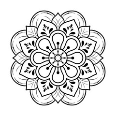 Circular Flower Mandala with vintage floral style, Vector mandala Oriental pattern, Hand drawn decorative element. Unique design with petal flower. Concept relax and meditation use for page logo book