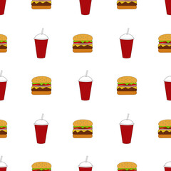 Seamless pattern fast food. Vector  illustration.