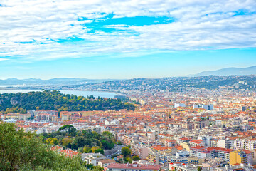 Fototapeta na wymiar View of the city of Nice in the French Riviera France