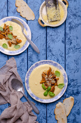 Traditional polenta with mushrooms and cheese
