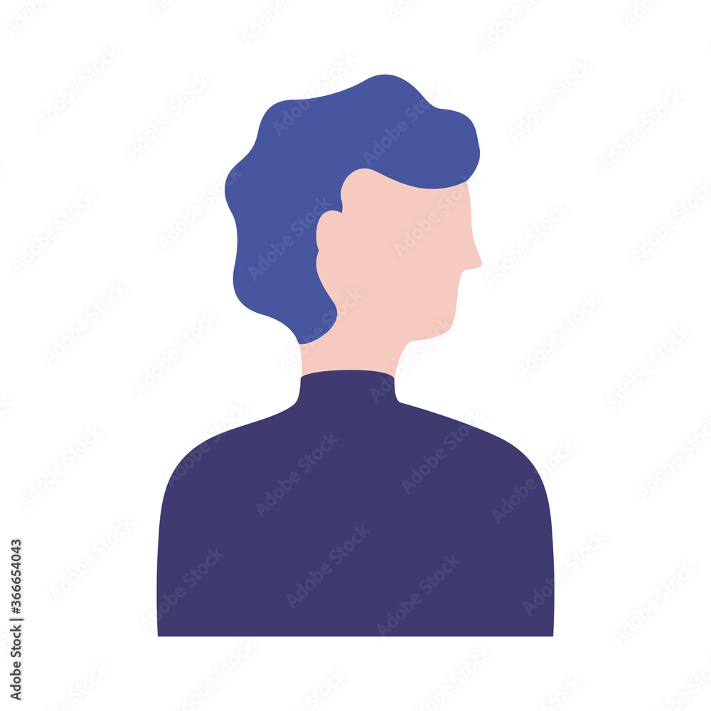 Sticker young man profile avatar character flat style icon