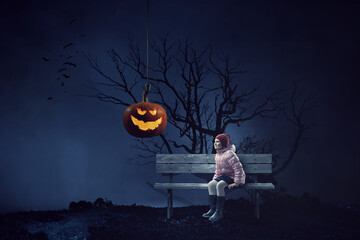 Spooky halloween image . Mixed media