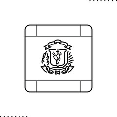 Dominican state square flag vector icon in outlines 