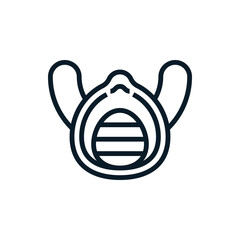 Medical mask outline icons. Vector illustration. Editable stroke. Isolated icon suitable for web, infographics, interface and apps.
