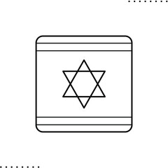 Israel square flag vector icon in outlines 