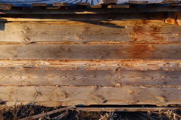 Wooden timber wall. Old wood texture. Brown and yellow natural simple wooden texture material...