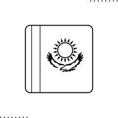 Kazakhstan square flag vector icon in outlines 